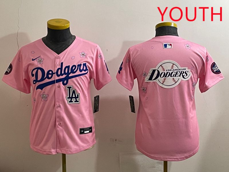 Youth Los Angeles Dodgers Blank Pink Sakura Edition 2025 Nike MLB Jersey style 30->youth mlb jersey->Youth Jersey
